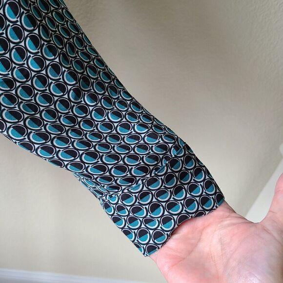 WHBM Silk Popover Blouse Shirt 8P Petite Academia Preppy Roll Tab Sleeve Office - Picture 2 of 12